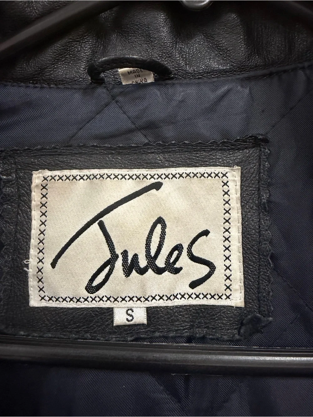 Joules Black Leather Parka with Faux Fur Trim